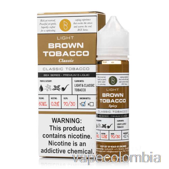 Vape Desechable Tabaco Marrón - Serie Bsx - 60ml 3mg